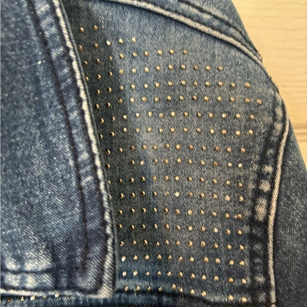 DKin NWOT Sturdy Denim Jacket With Silver Beading on Shoulders